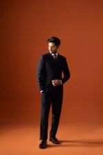 Black Double-Breasted Suit for Men