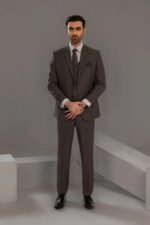 Charcoal Grey Three-Piece Suit for Men