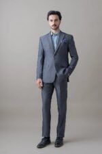 Classic Steel Grey Two-Piece Suit for Men - Image 2