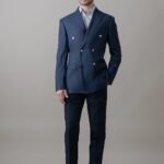 Navy Blue Double-Breasted Suit for Men