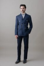 Navy Blue Double-Breasted Suit for Men