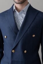 Navy Blue Double-Breasted Suit for Men - Image 2