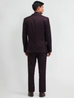 Burgundy Textured Two-Piece Suit for Men - Image 2