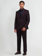 Burgundy Textured Two-Piece Suit for Men - Image 4