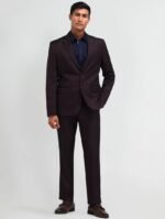 Burgundy Textured Two-Piece Suit for Men