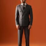 Charcoal Grey Double-Breasted Suit for Men
