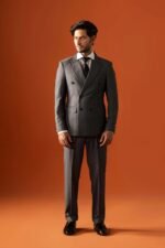 Charcoal Grey Double-Breasted Suit for Men