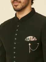 Dark Green Prince Coat Suit for Men - Image 2