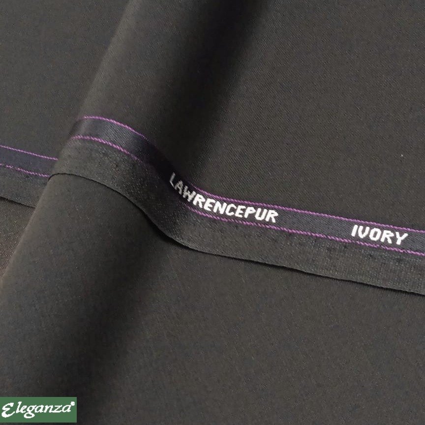 LAWRENCEPUR WOOL50% & SILK SHINY BLACK HAND MADE £200 LAWRENCEPUR WOOL50% & SILK SHINY BLACK Suiting Fabric - Image 1