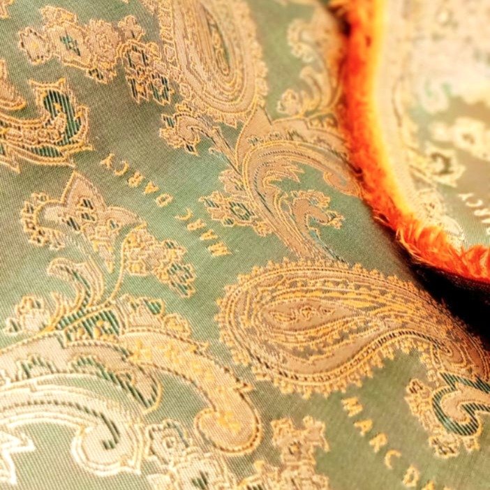 PATTERN 12 £15 PER METER Gold Paisley Inner Lining for Blazer - Image 1