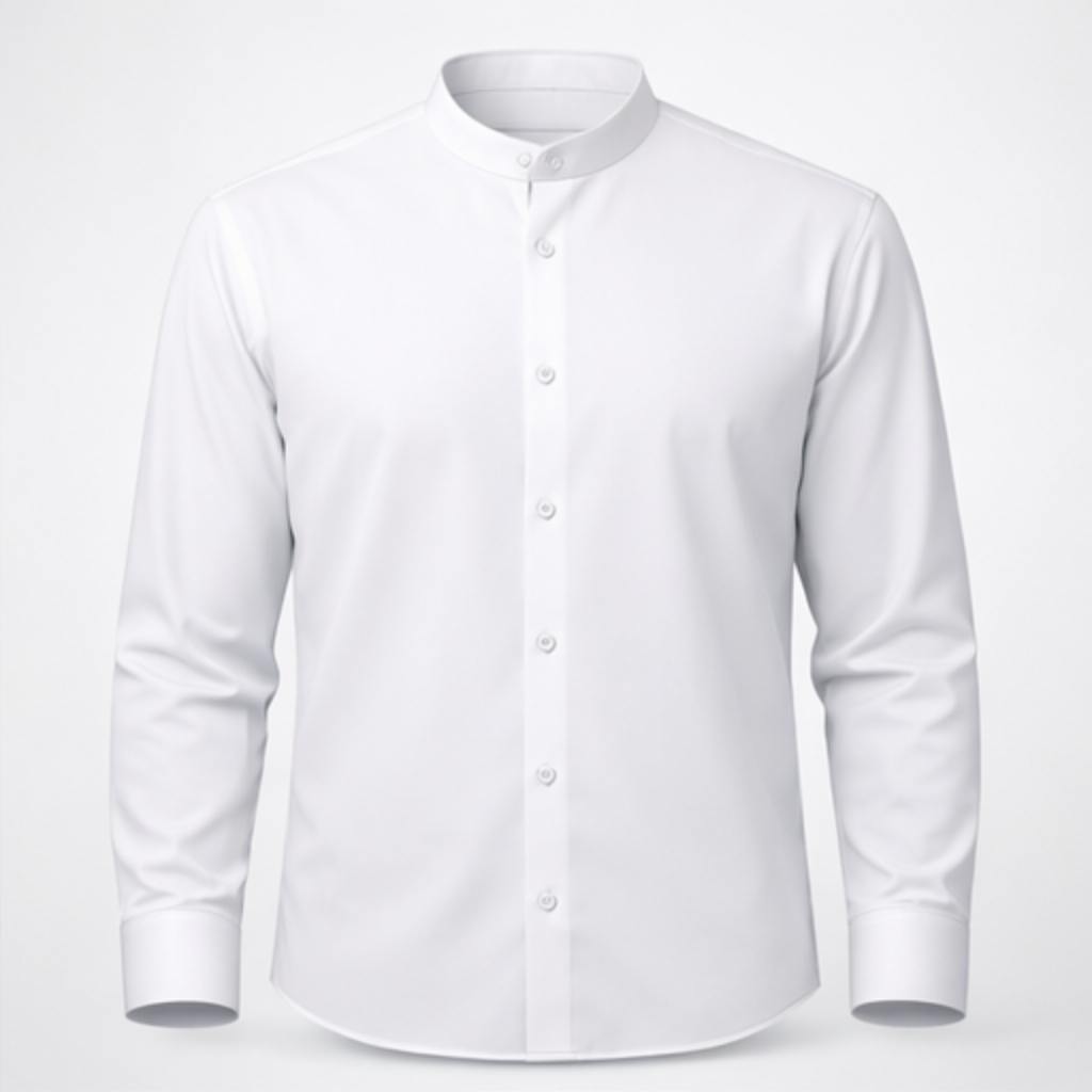 white_mandarin_shirt White Shirt with Mandarin Collar - Image 1