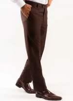 Men's Brown Cotton Dress Pants | Classic Fit Formal Trousers | Office & Business Wear
