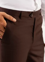 Men's Brown Cotton Dress Pants | Classic Fit Formal Trousers | Office & Business Wear - Image 2