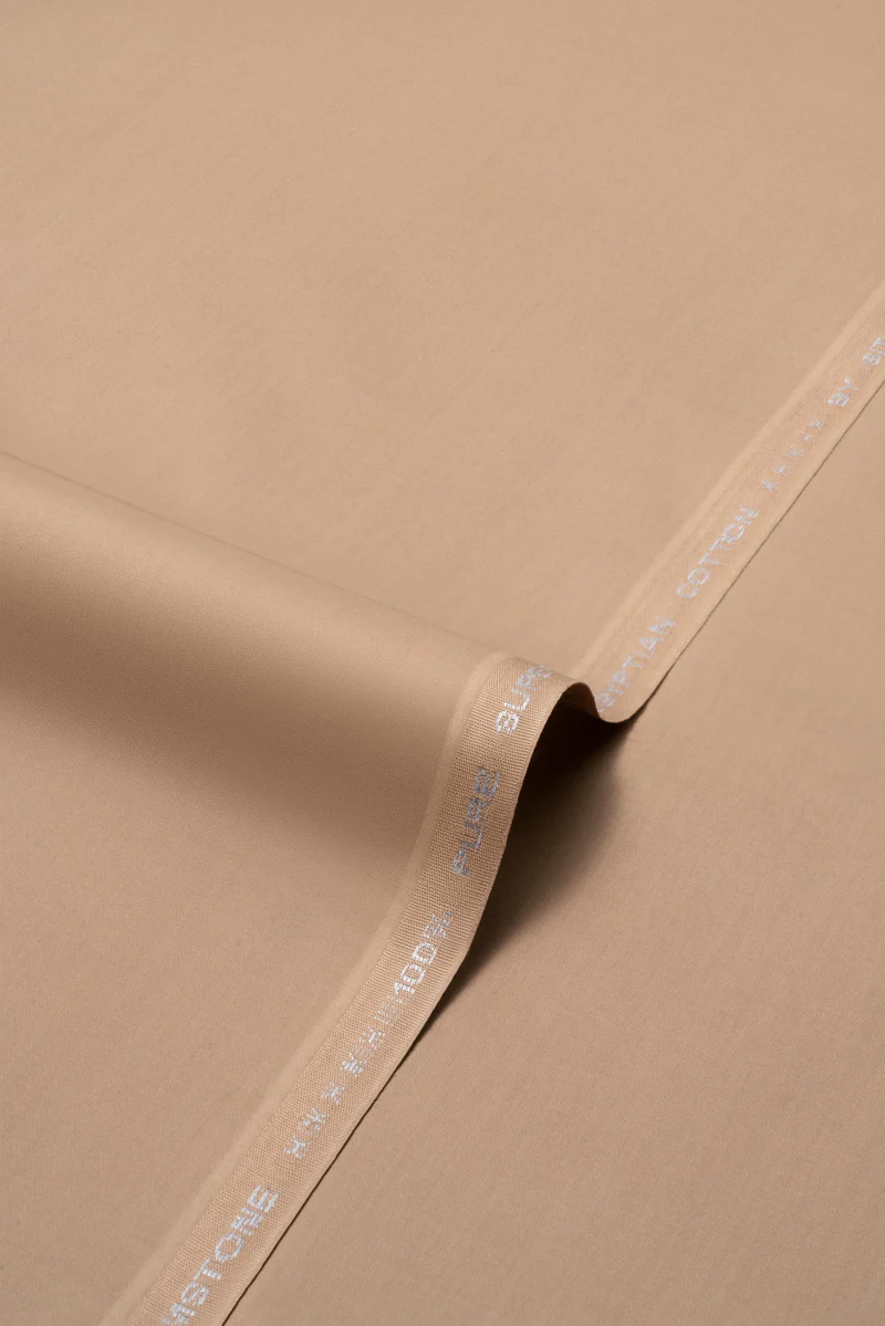 Almond_Brown_-_Gemstonecomp Rajahs Gemstone Almond Brown Unstitched Fabric – Premium Men's Wash & Wear - Image 1