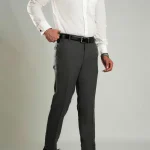 Men's Grey Worsted Flannel Dress Pants | Classic Fit Formal Trousers | Business & Office Wear
