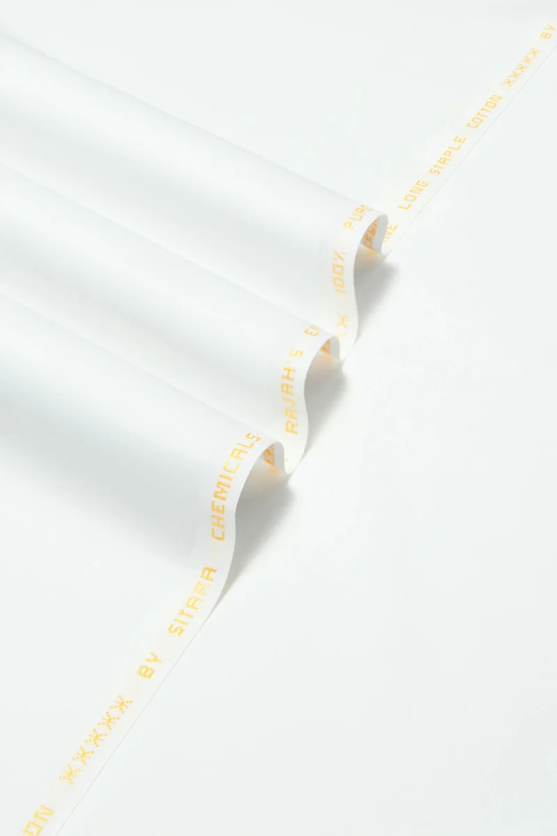 Emir-Whitecomp Rajahs Emir White Unstitched Fabric – Premium Men's Long Staple Cotton - Image 1