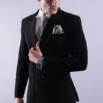 Black Double-Breasted Formal Suit for Men