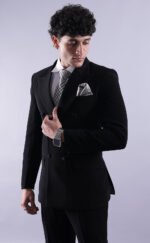 Black Double-Breasted Formal Suit for Men