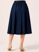 Navy Blue Pleated Midi Skirt - Image 2