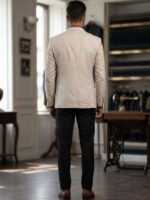 Beige Linen Blazer with Black Trousers - Image 3