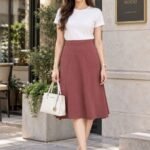 Dusty Rose A-Line Midi Skirt