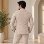 Beige Textured Four-Pocket Suit - Image 2