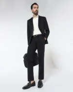 Black Techpro Two-Piece Solid Suit for Men - Image 5