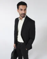 Black Techpro Two-Piece Solid Suit for Men
