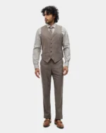 Brown Three-Piece Check Suit for Men - Image 4