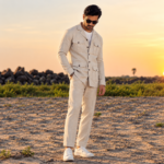 Beige Linen Safari Suit