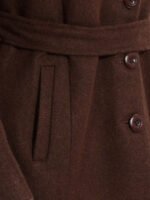 Women's Brown Belted Long Coat - Image 2