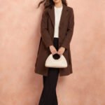 Women's Brown Belted Long Coat