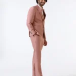 Pink Three-Piece Solid Suit for Men