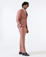 Pink Three-Piece Solid Suit for Men