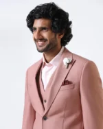 Pink Three-Piece Solid Suit for Men - Image 4