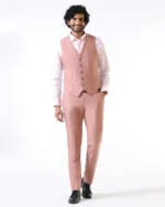 Pink Three-Piece Solid Suit for Men - Image 3
