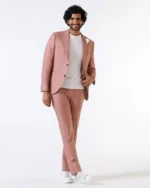 Pink Three-Piece Solid Suit for Men - Image 2