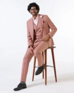 Pink Three-Piece Solid Suit for Men - Image 8