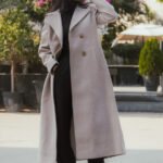Women's Beige Double-Breasted Long Coat