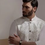 White Embroidered Men’s Waistcoat - Image 2