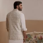 White Embroidered Men’s Waistcoat - Image 3