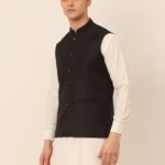 Black Men’s Waistcoat with White Kurta
