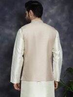 Beige Embroidered Men’s Waistcoat - Image 4