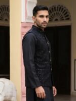 Black Embroidered Men’s Waistcoat - Image 3