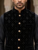Black Embroidered Men’s Waistcoat - Image 2