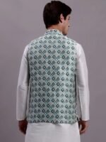 Blue & White Printed Men’s Waistcoat - Image 4