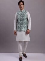 Blue & White Printed Men’s Waistcoat