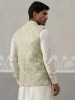 Sage Green Embroidered Men’s Waistcoat - Image 5