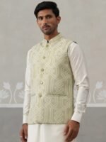 Sage Green Embroidered Men’s Waistcoat - Image 3