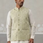 Sage Green Embroidered Men’s Waistcoat